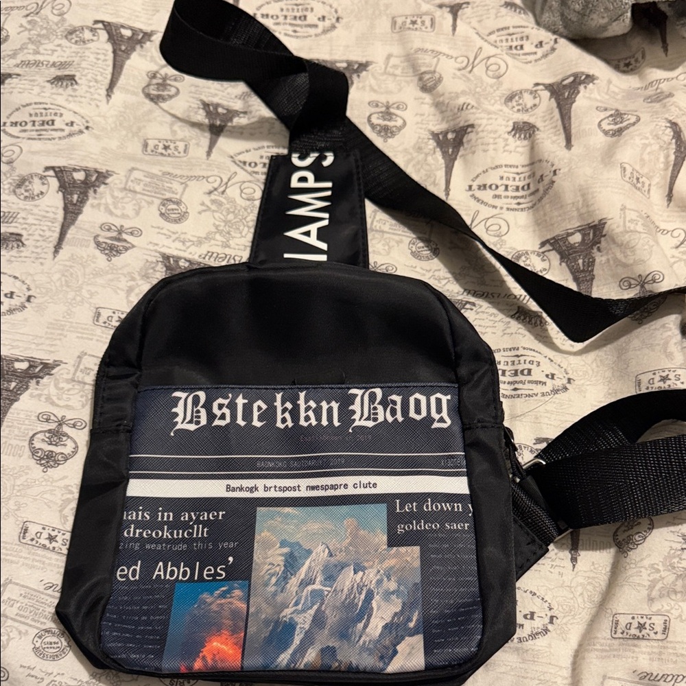 SHEIN Black Graphic Crossbody Sling bag